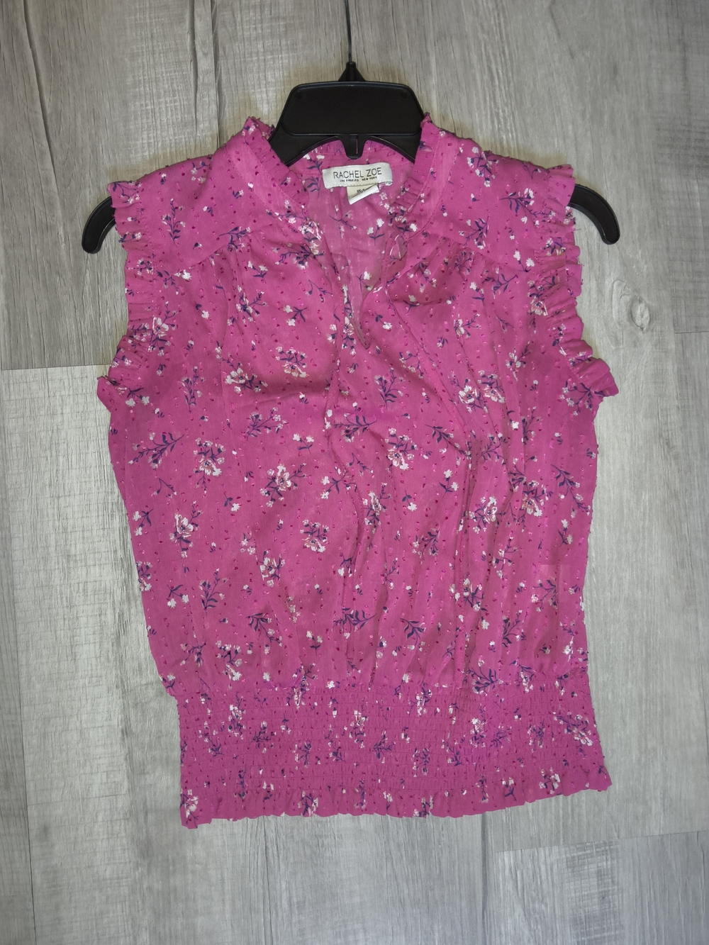 Rachel Zoe Pink Floral Sleeveless Ruffle Top